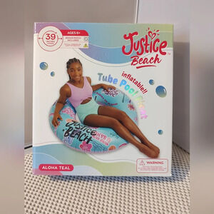 Justice Beach Tube Pool Float Inflatable Aloha Teal NWT
